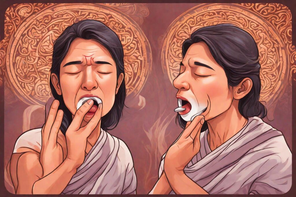 A visual guide on how to perform Sheetali, showing the rolled tongue and breathing technique.