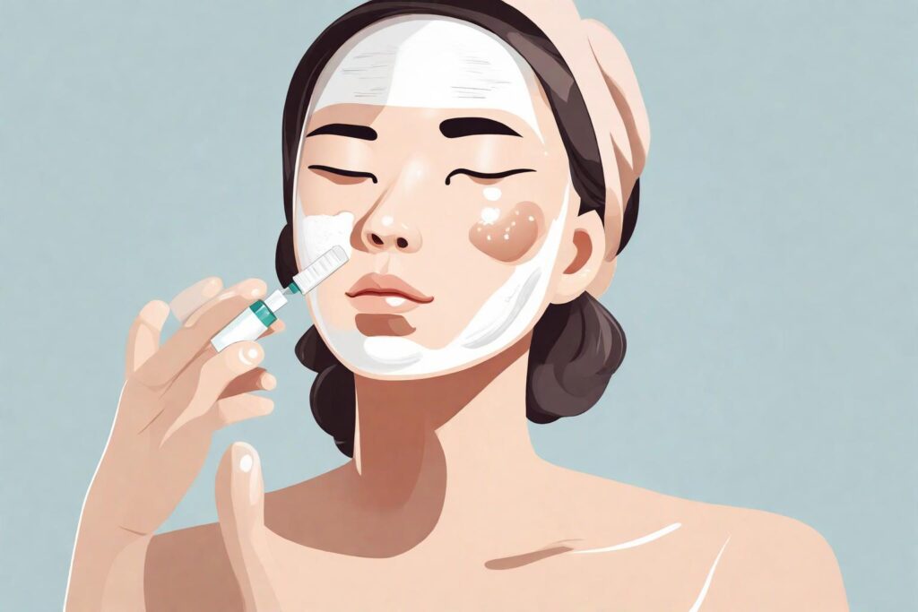 Image: A visual depiction of a person applying salicylic acid serum on their face.